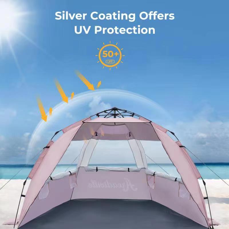 tent with uv protection OKEYOLIVE Beach Tent Sun Shelter